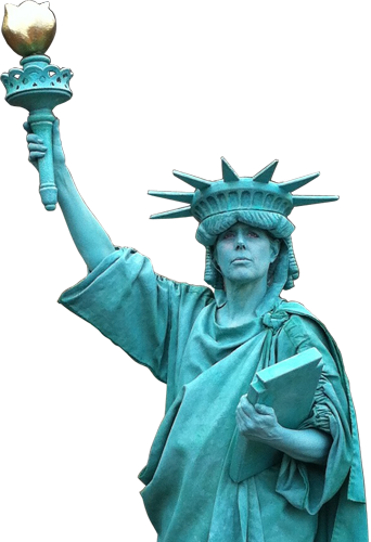Penny England as the Statue of Liberty